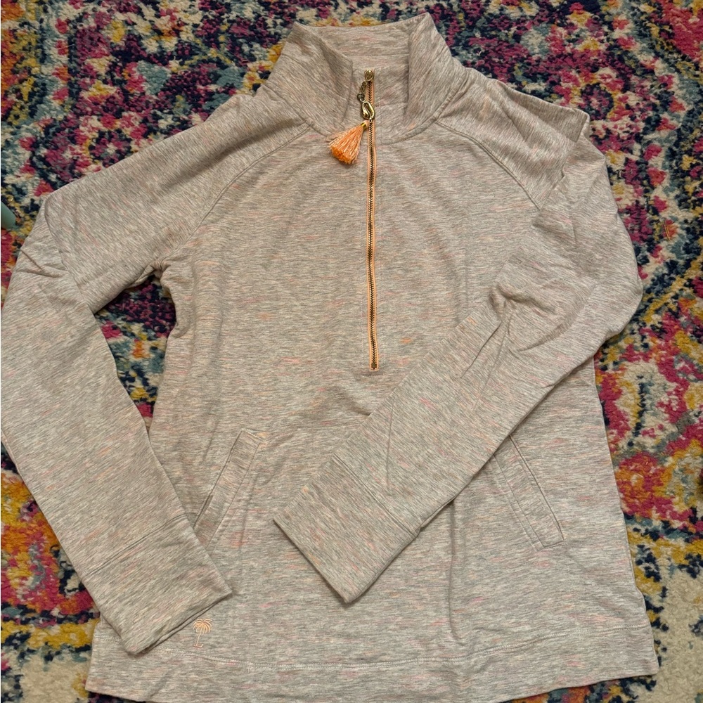 Lilly Pulitzer French Terry Tassel SKIPPER 1/2 Zip Popover Sunny State Mind S